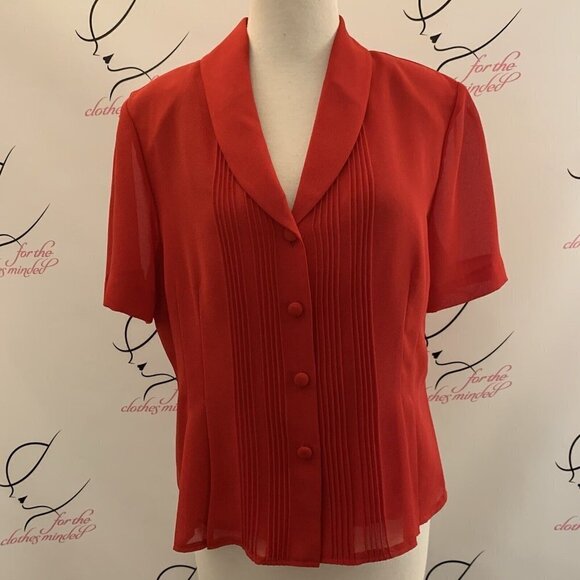 Danny & Nicole. Size 12. Crepe Short Sleeve Pin Tucked Blouse. B5 - Picture 1 of 7